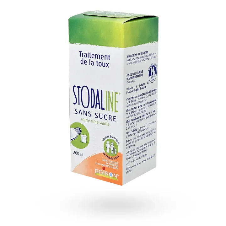 Stodaline sans sucre sirop contre la toux Boiron 200 ml | Pharmacie en ligne