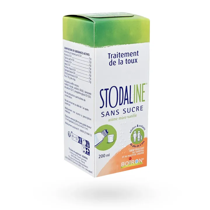 Stodaline sans sucre sirop contre la toux Boiron 200 ml | Pharmacie en ligne
