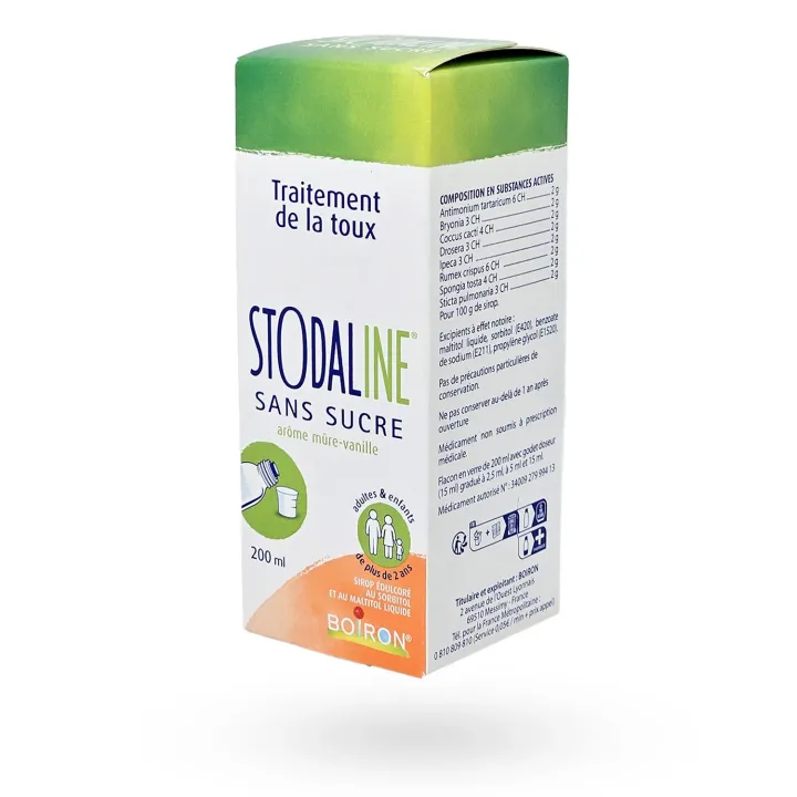 Stodaline sans sucre sirop contre la toux Boiron 200 ml | Pharmacie en ligne