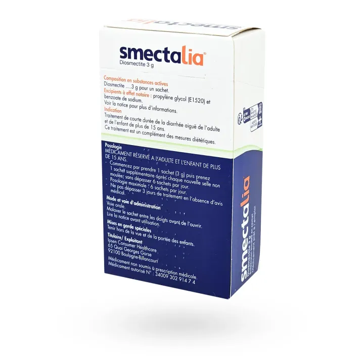 Smectalia 3 g prêt à l'emploi 12 sticks citron menthe | Pharmacie en ligne