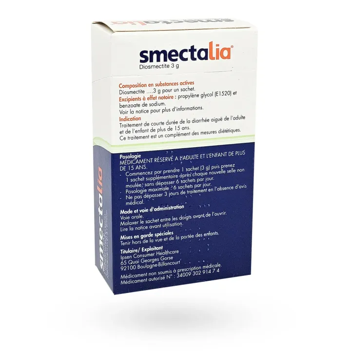 Smectalia 3 g prêt à l'emploi 12 sticks citron menthe | Pharmacie en ligne