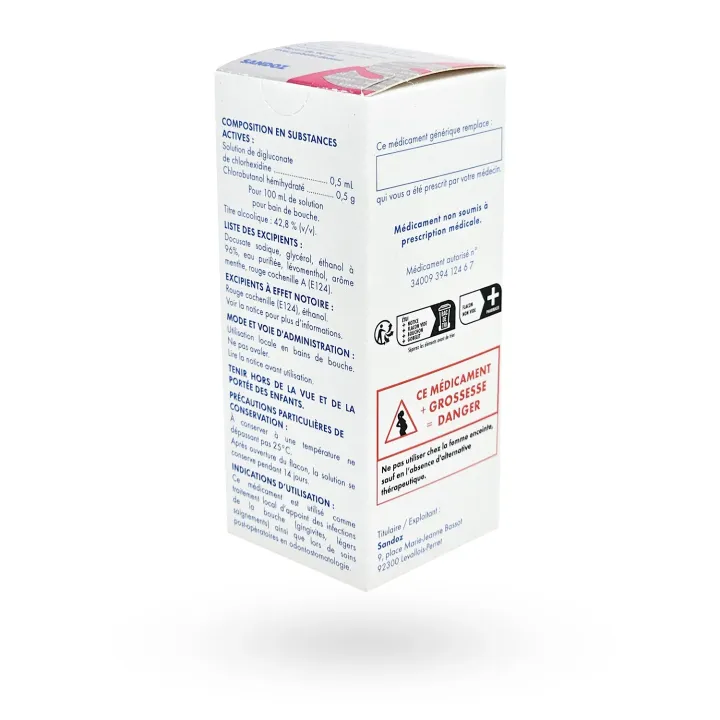 Chlorhexidine/Chlorobutanol Sandoz bain de bouche 90 ml | Pharmacie en ligne