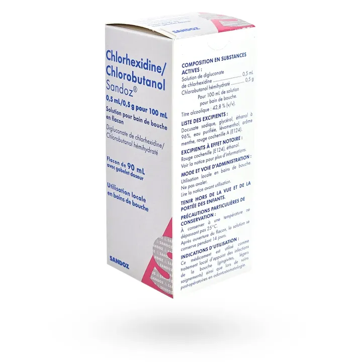Chlorhexidine/Chlorobutanol Sandoz bain de bouche 90 ml | Pharmacie en ligne