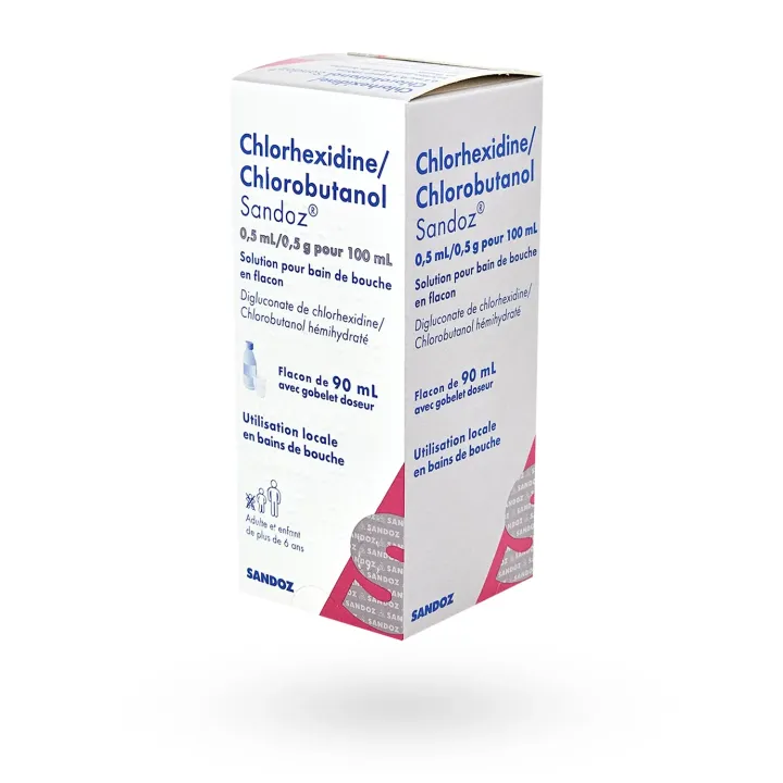 Chlorhexidine/Chlorobutanol Sandoz bain de bouche 90 ml | Pharmacie en ligne