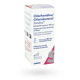 Chlorhexidine/Chlorobutanol 0,5 ml/0,5 g Sandoz 90 ml