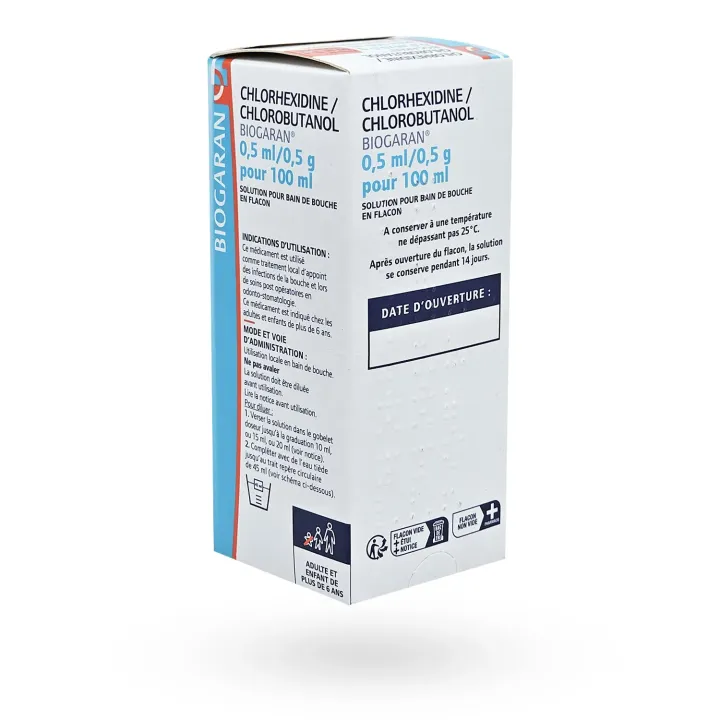 Chlorhexidine/Chlorobutanol Biogaran bain de bouche 90 ml | Pharmacie en ligne