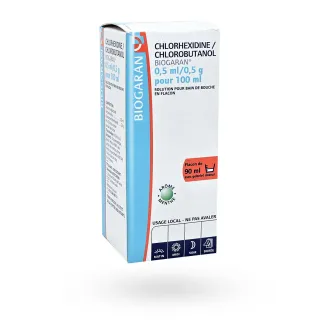 Chlorhexidine/Chlorobutanol 0,5 ml/0,5 g Biogaran 90 ml