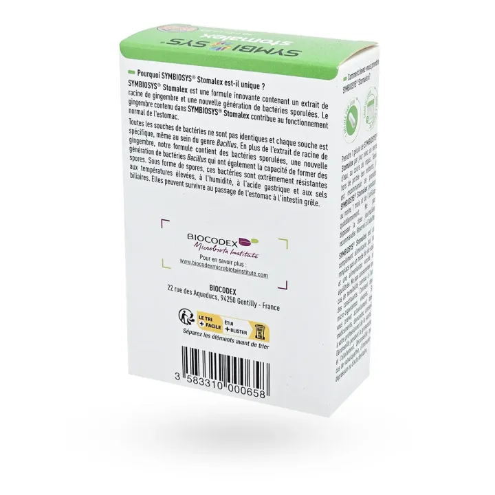 SYMBIOSYS Stomalex - Probiotiques et gingembre pour l’estomac | Pharmacie en ligne