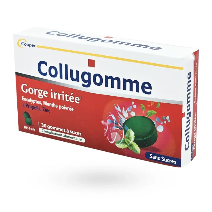 Collugomme Cooper 30 gommes | Gorge irritée et voies respiratoires