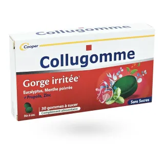 Collugomme gorge irritée 30 gommes à sucer sans sucre