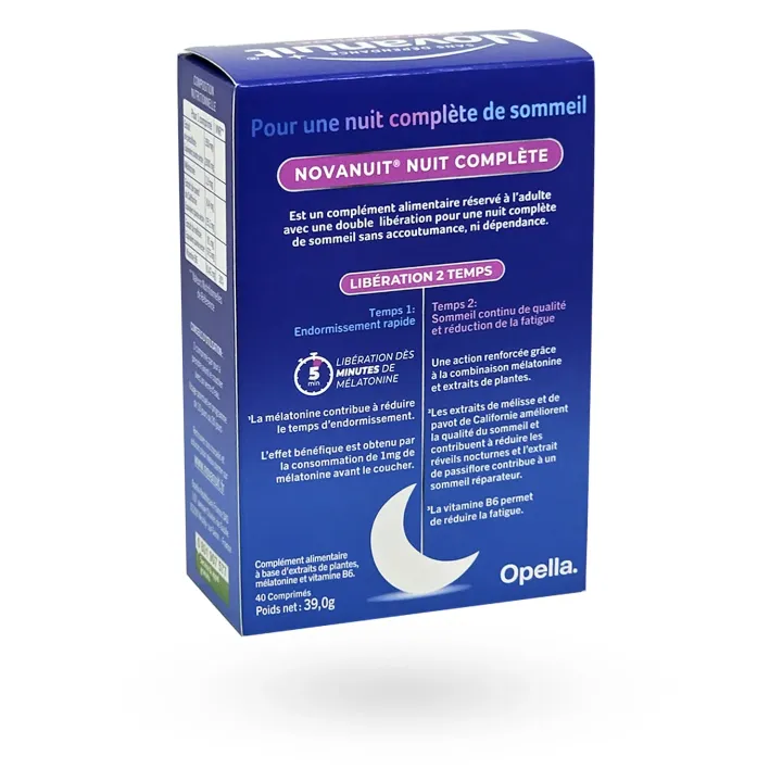 Novanuit Nuit Complète 1,9 mg 40 comprimés - Sommeil complet | Pharmacie en ligne