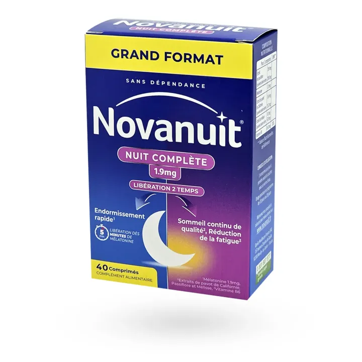 Novanuit Nuit Complète 1,9 mg 40 comprimés - Sommeil complet | Pharmacie en ligne