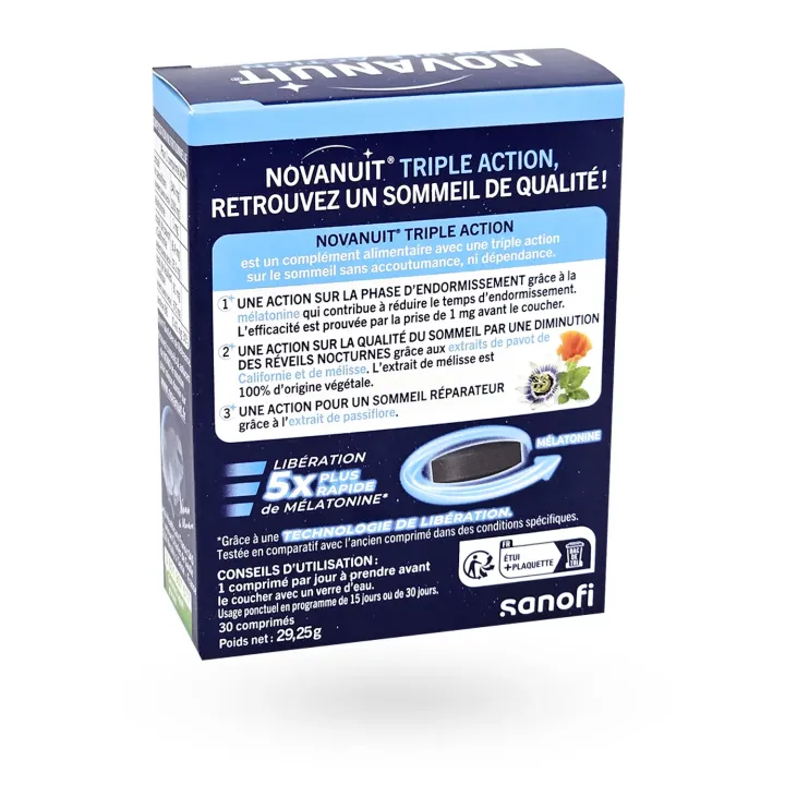 Novanuit Triple action sans dépendance 30 comprimés | Pharmacie en ligne