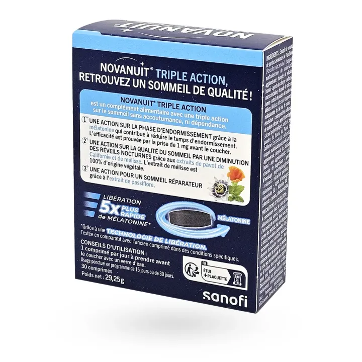 Novanuit Triple action sans dépendance 30 comprimés | Pharmacie en ligne
