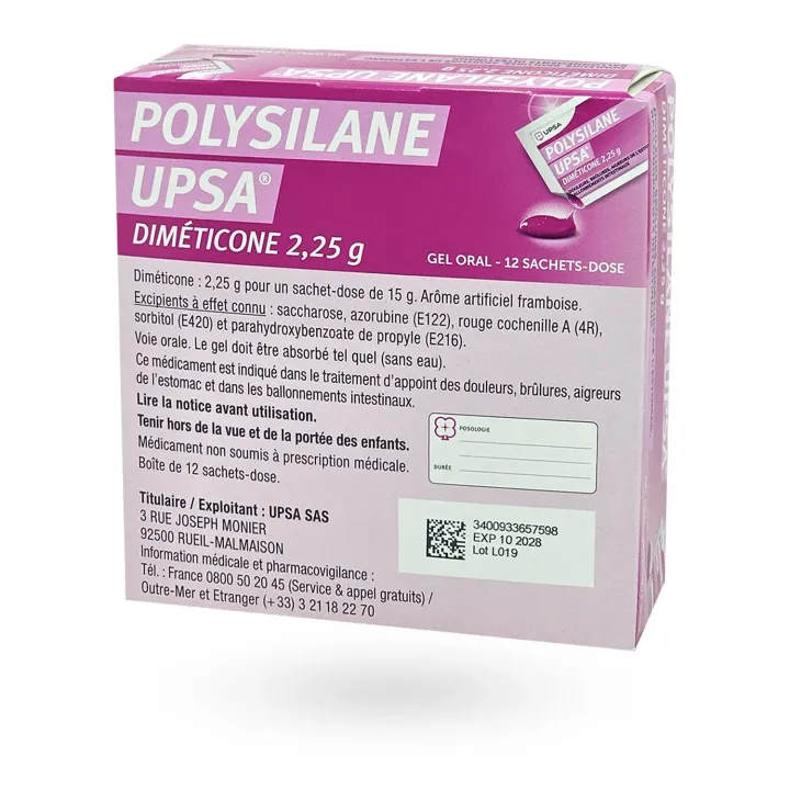 Polysilane UPSA gel oral en 12 sachet doses | Pharmacie en ligne