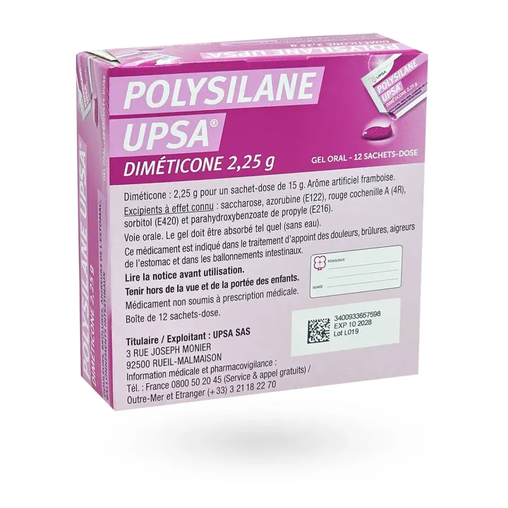 Polysilane UPSA gel oral en 12 sachet doses | Pharmacie en ligne