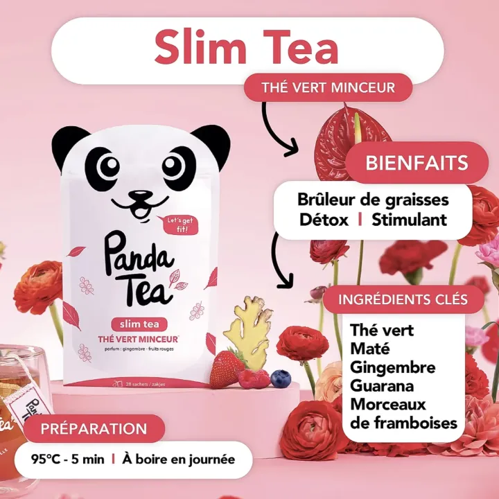Panda Tea Slim Tea Gingembre Fruits Rouges 28 sachets | Pharmacie en ligne