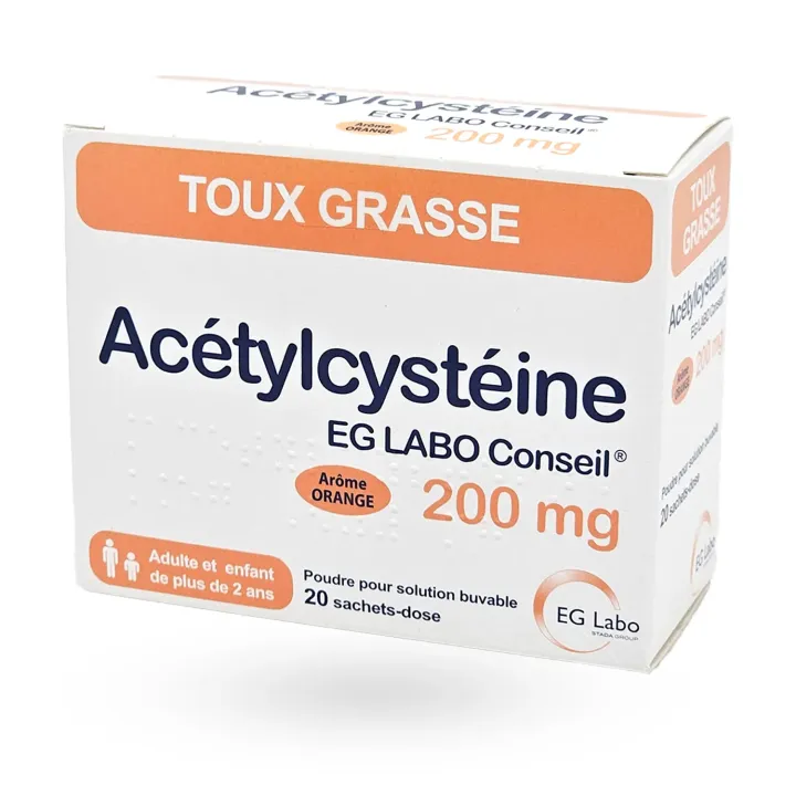 ACETYLCYSTEINE EG 200 mg 20 sachets - Toux grasse | Pharmacie en ligne