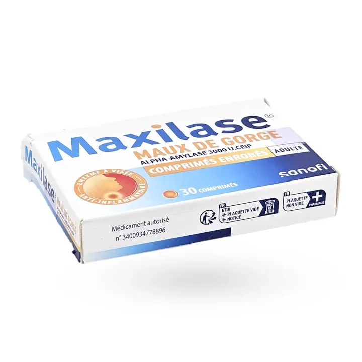 Maxilase 3000 U. CEIP 30 comprimés - Maux de gorge sans fièvre | Pharmacie en ligne
