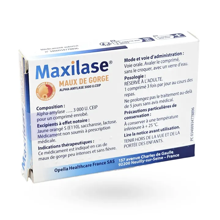 Maxilase 3000 U. CEIP 30 comprimés - Maux de gorge sans fièvre | Pharmacie en ligne