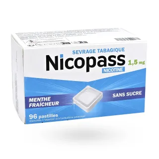 Nicopass 1,5 mg menthe fraîcheur sans sucre 96 pastilles
