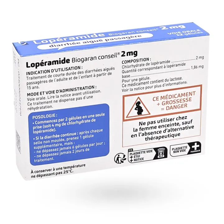 Lopéramide 2 mg Biogaran conseil 12 gélules arrière