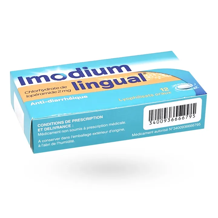 Imodium lingual 2 mg - Lyophilisats oraux anti-diarrhéique couché face avant