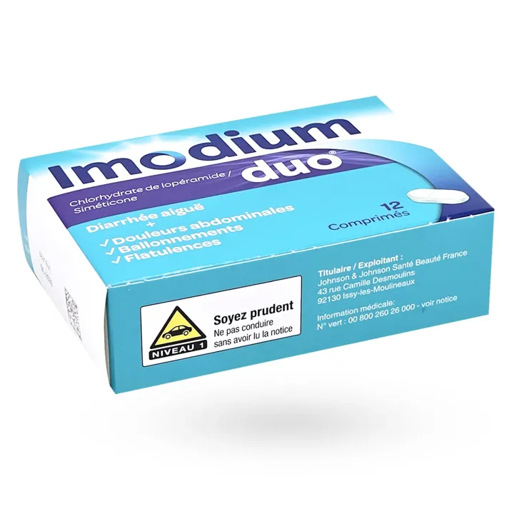 Imodium Duo diarrhée aiguë et douleurs abdominales 12 comprimés couché