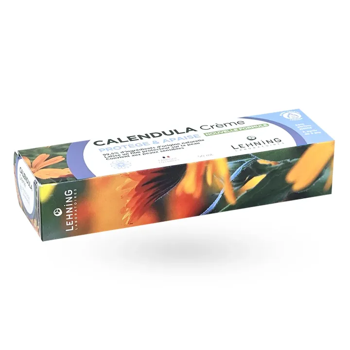 Crème au Calendula naturel Lehning nouvelle formule 50 ml couché face avant