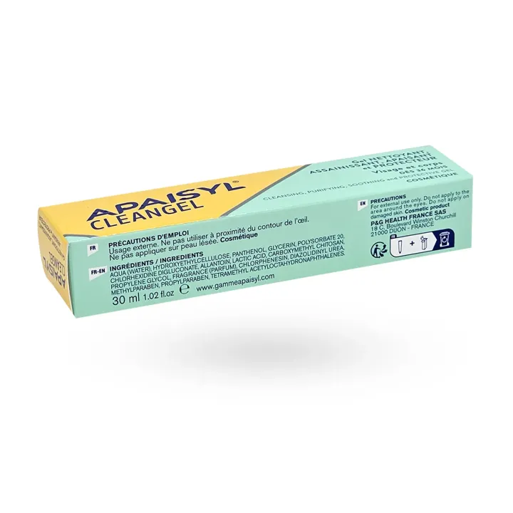 Apaisyl Cleangel gel nettoyant apaisant 30 ml coté gauche