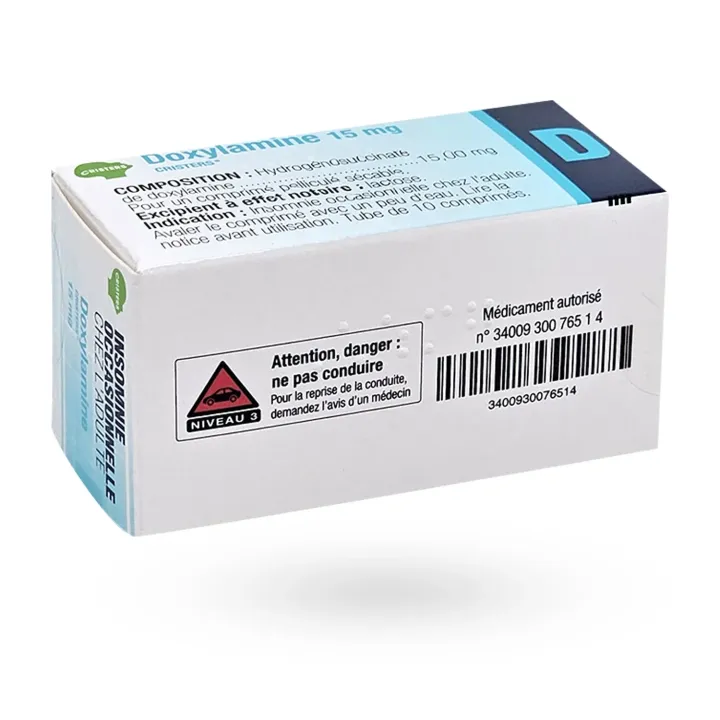 Doxylamine Cristers 15 mg insomnie occasionnelle 10 comprimés coté 3