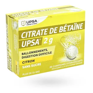 Citrate de Bétaïne UPSA 2 g Citron 20 comprimés effervescents