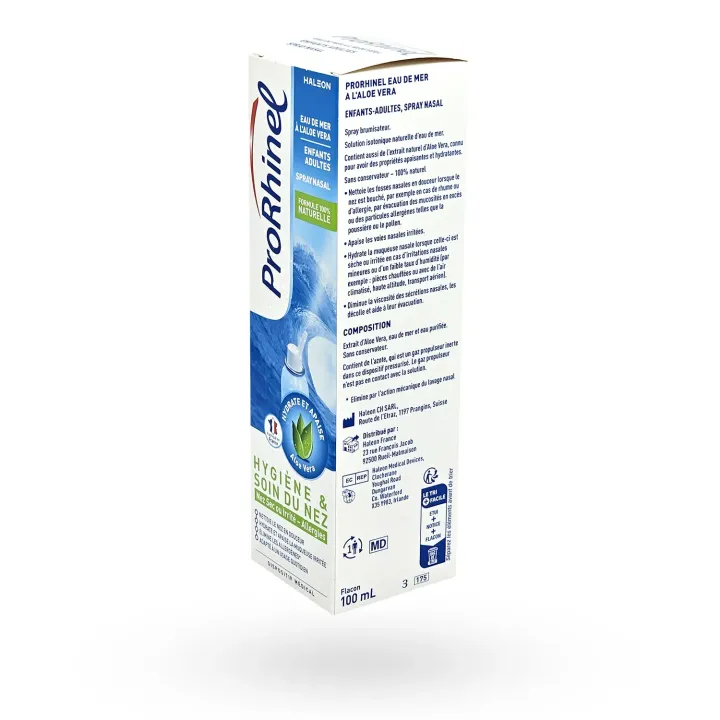 Prorhinel Aloe vera hygiène soin du nez spray nasal 100 ml flanc droit