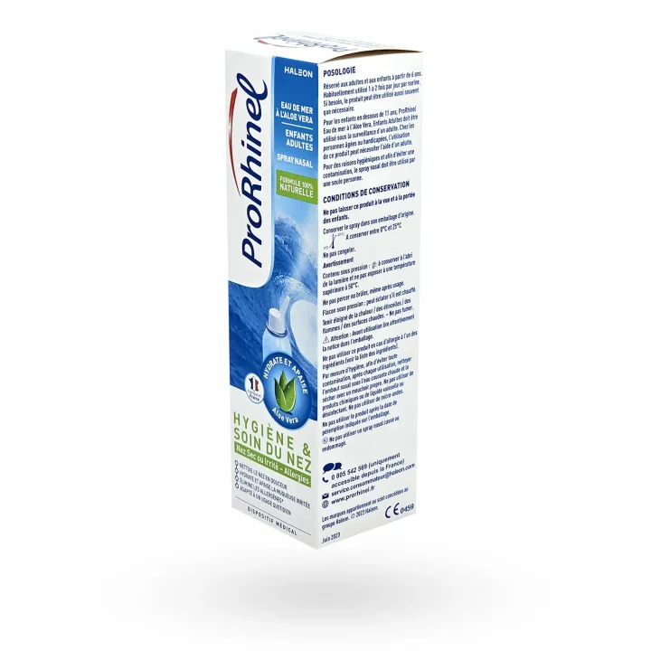 Prorhinel Aloe vera hygiène soin du nez spray nasal 100 ml arrière