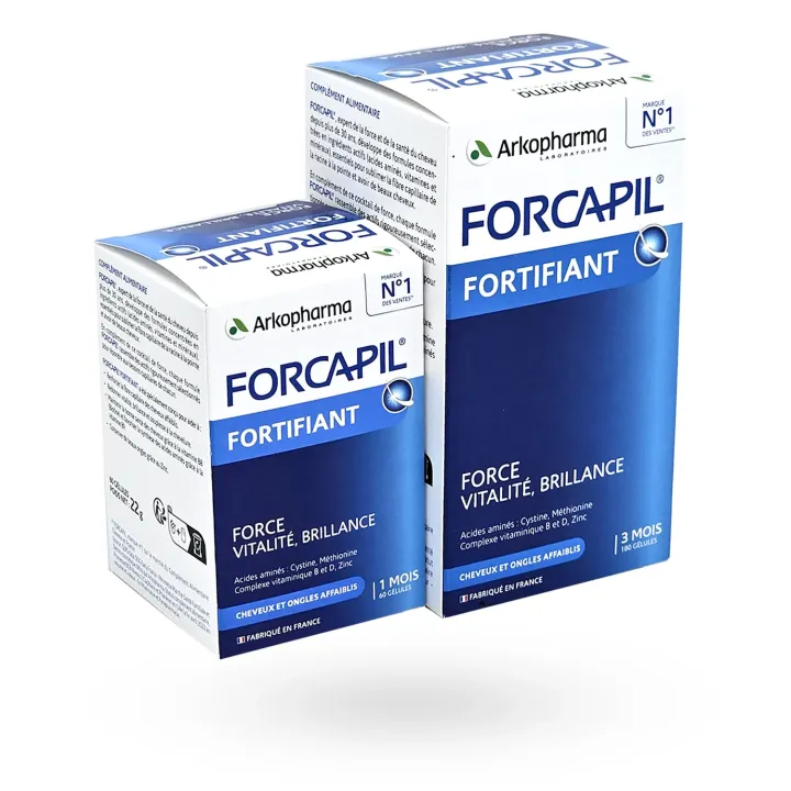 Forcapil cheveux et ongles formule fortifiante 180 + 60 gélules face 2