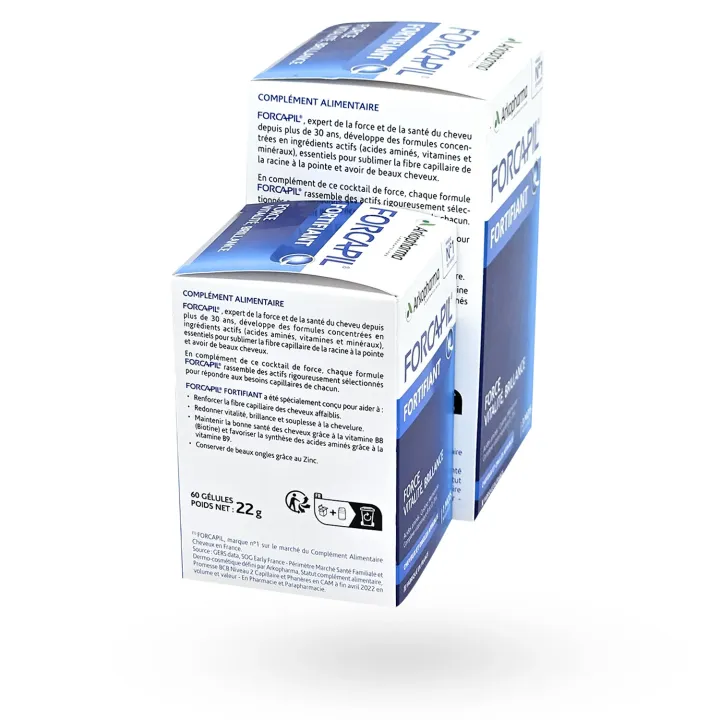 Forcapil cheveux et ongles formule fortifiante 180 + 60 gélules arrière