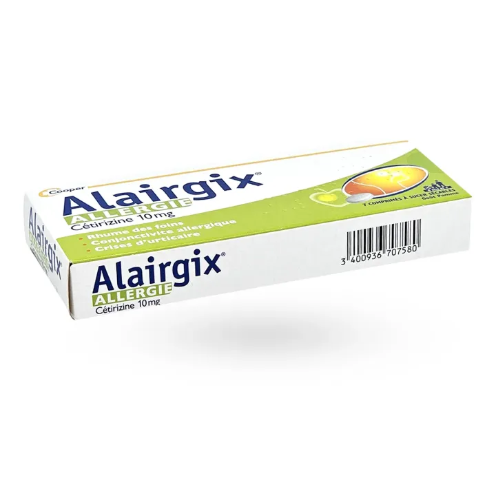 Alairgix Allergie Cétirizine 10 mg 7 comprimés couché face avant