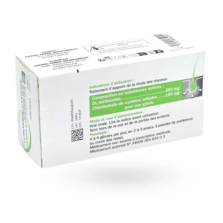 Lobamine Cysteine chute de cheveux 120 gélules Pierre Fabre arrière