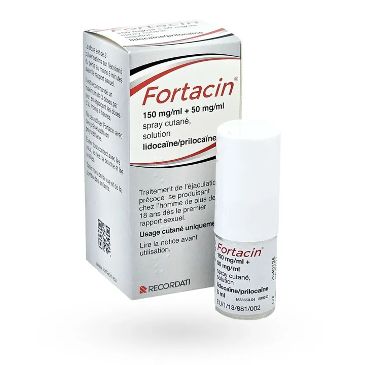 Fortacin 150 mg/ml + 50 mg/ml éjaculation précoce boite + spray 5 ml