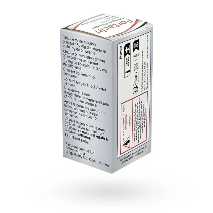 Fortacin 150 mg/ml + 50 mg/ml éjaculation précoce boite face côté