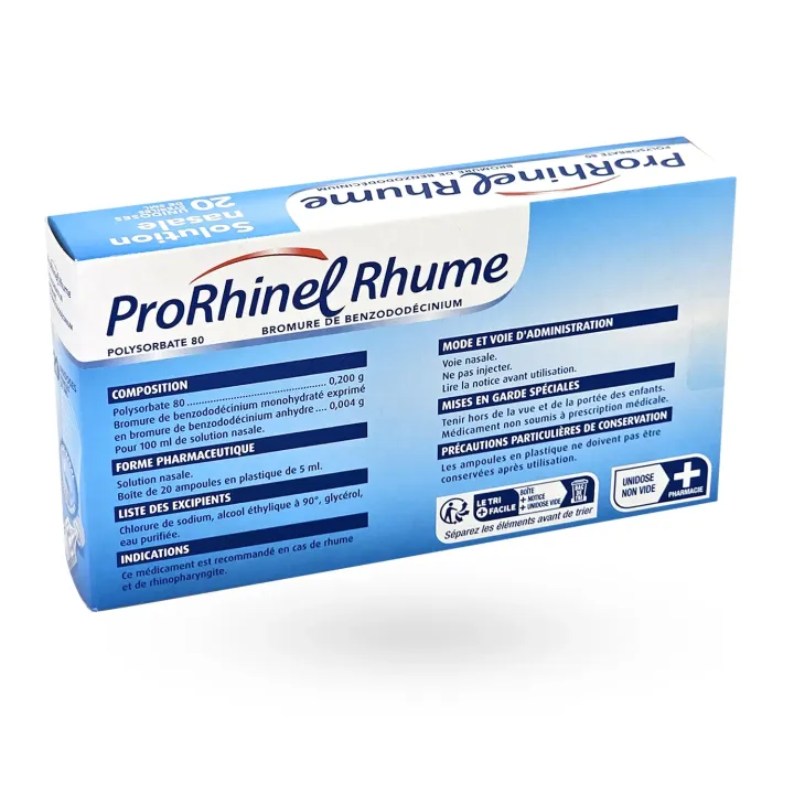 Prorhinel Rhume solution nasale rhinopharyngite 20 unidoses arrière