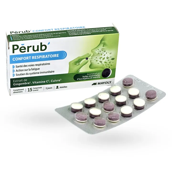 Pérub' Confort respiratoire 15 comprimés à sucer Plaquette + boite