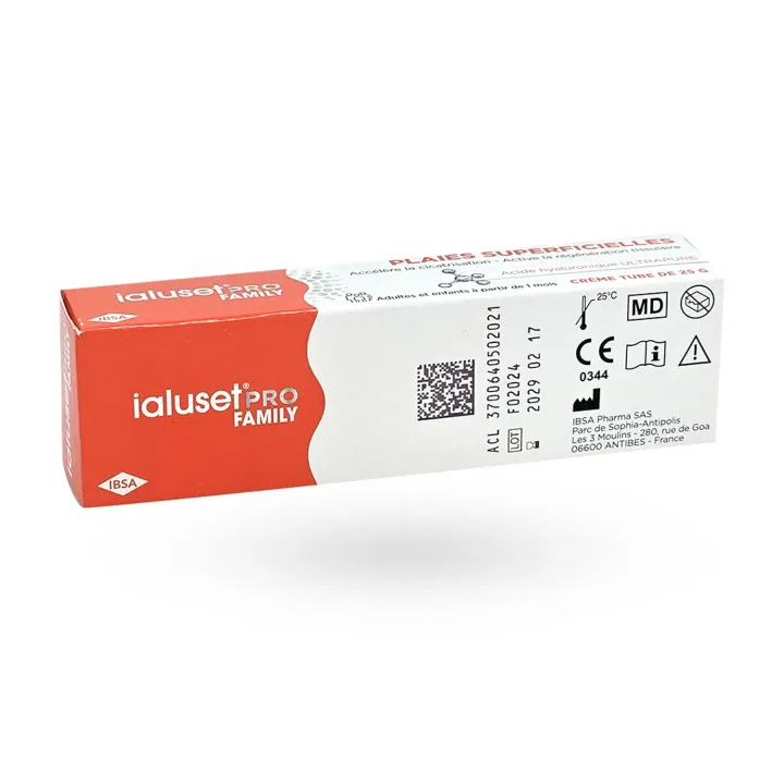 IalusetPRO Family crème acide hyaluronique plaies superficielles 25 g face arrière