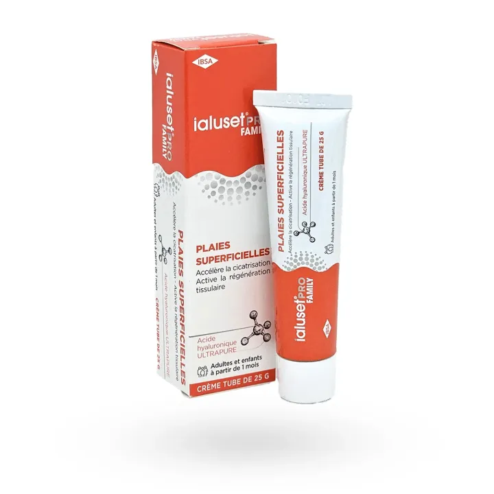 IalusetPRO Family crème acide hyaluronique plaies superficielles 25 g tube + boite