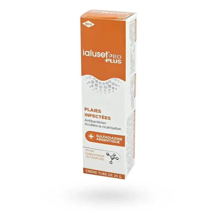 Ialuset PRO PLUS plaies infectées 25 g face avant flanc droit