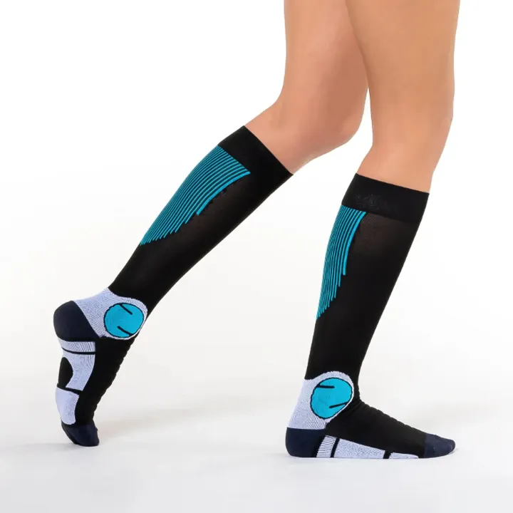 Sigvaris Active Résistant – Chaussettes de contention femme Classe 2 noir/bleu