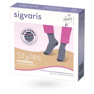 Sigvaris Styles marinière – Chaussettes de contention femme Classe 2 boite
