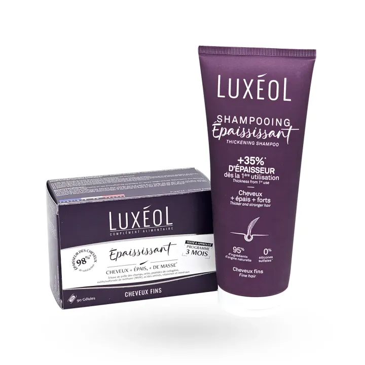Luxéol shampooing épaississant 200 ml tube + boite Luxéol gélules