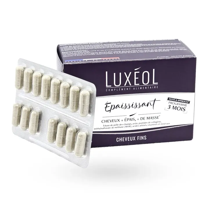 Luxéol épaississant complément alimentaire 90 gélules boite + gélules