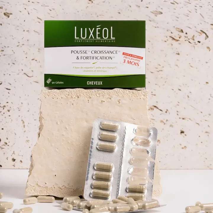 Luxéol Cheveux pousse, croissance et fortification 90 gélules + boite